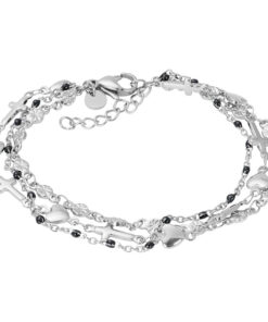 Armband Ghana Black Beads Zilver