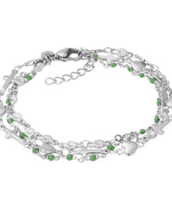 Armband Ghana Green Beads Zilver