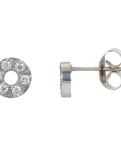 Ear Studs Circle Stone 6mm Zilver
